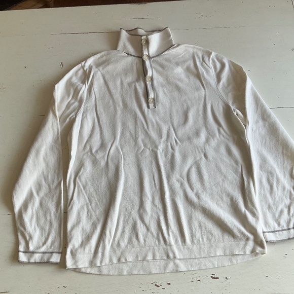 Banana Republic 1/4 button front ivory cotton sweater Large - Picture 1 of 11